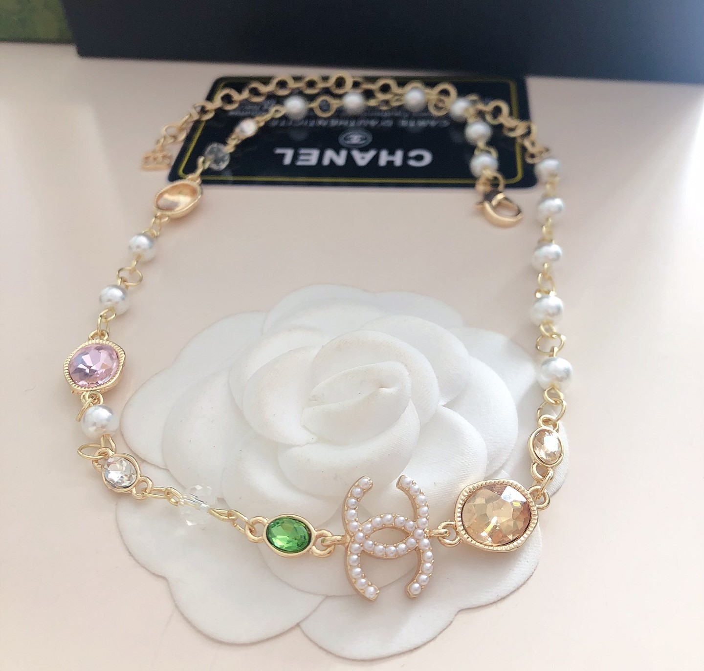 Chanel choker clorful crystal necklace 113910