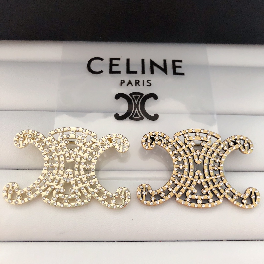 Celine crystal hollow skeleton brooch 113919