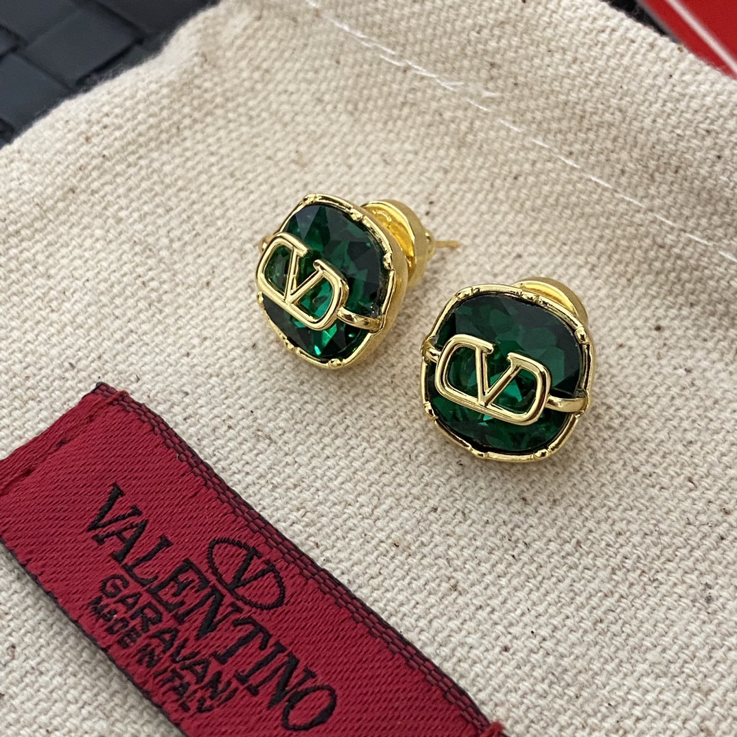 A1258 Valentino green crystal earrings