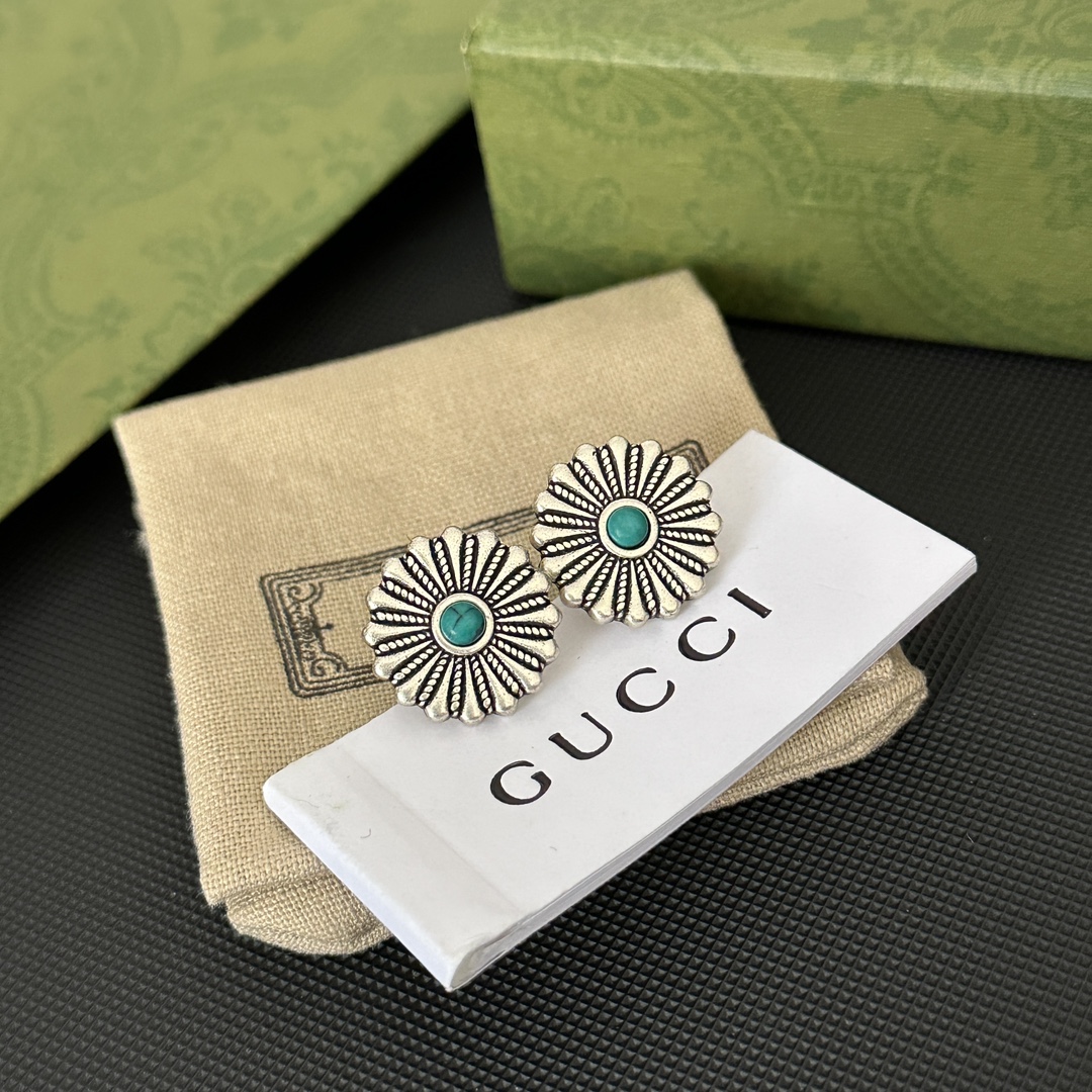 A115 Gucci silver turquoise earrings