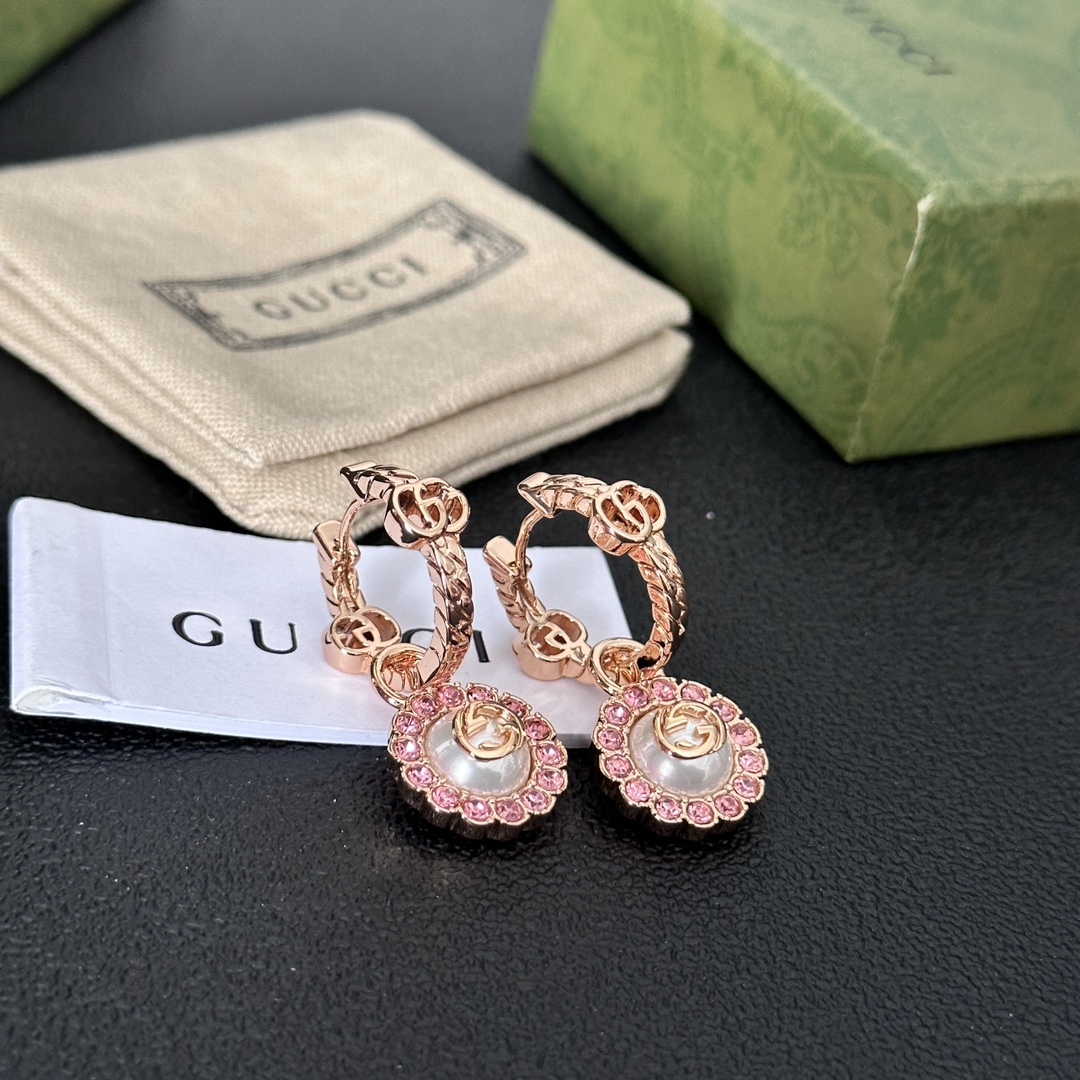 Gucci GG Pink crystal earrings