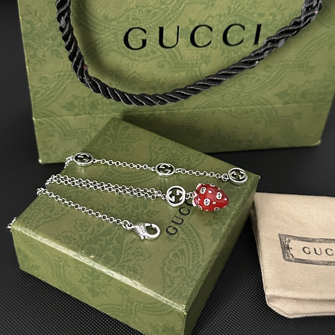 Gucci red strawberry necklace
