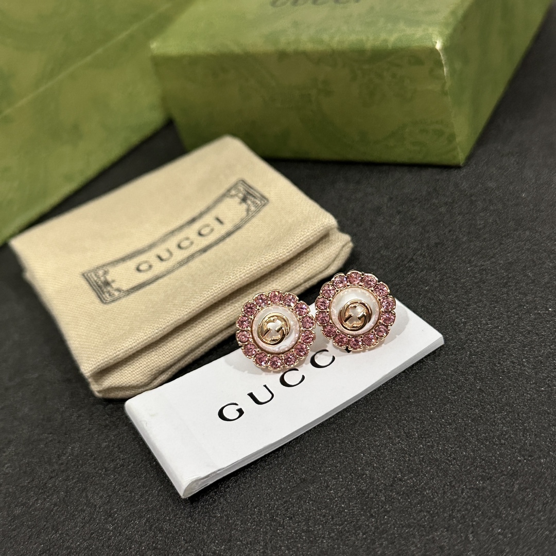 A205 Gucci GG Pink crystal earrings