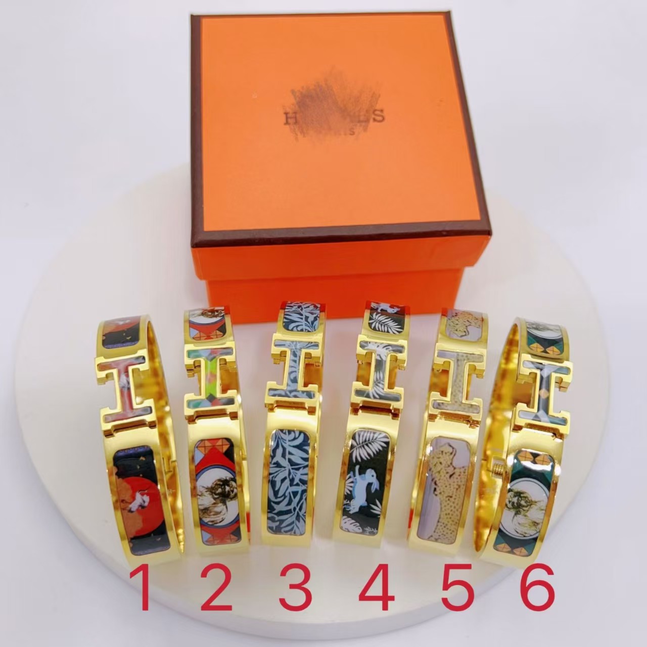 Hermes H enamel bracelet