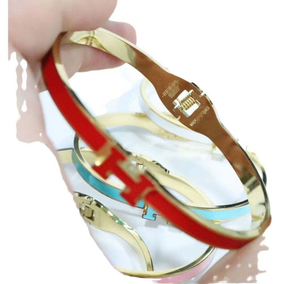 Hermes H enamel Thin bracelet