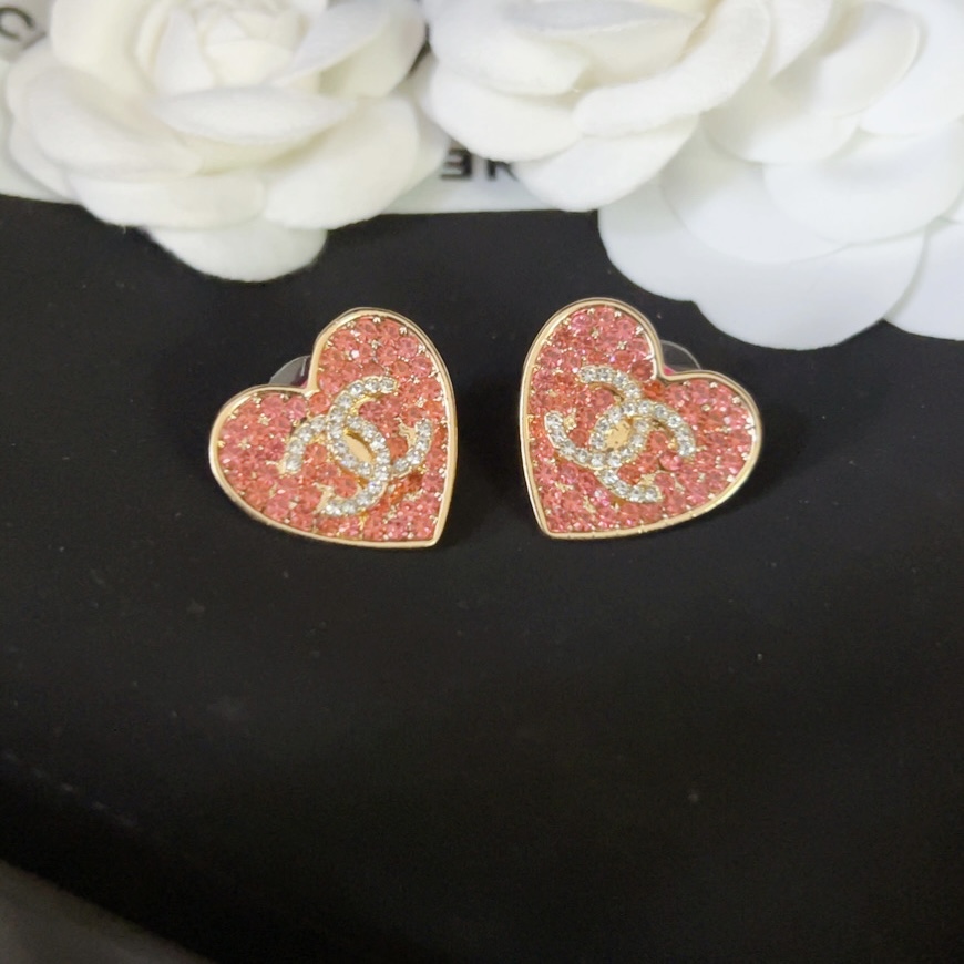 Chanel pink heart earrings 116115