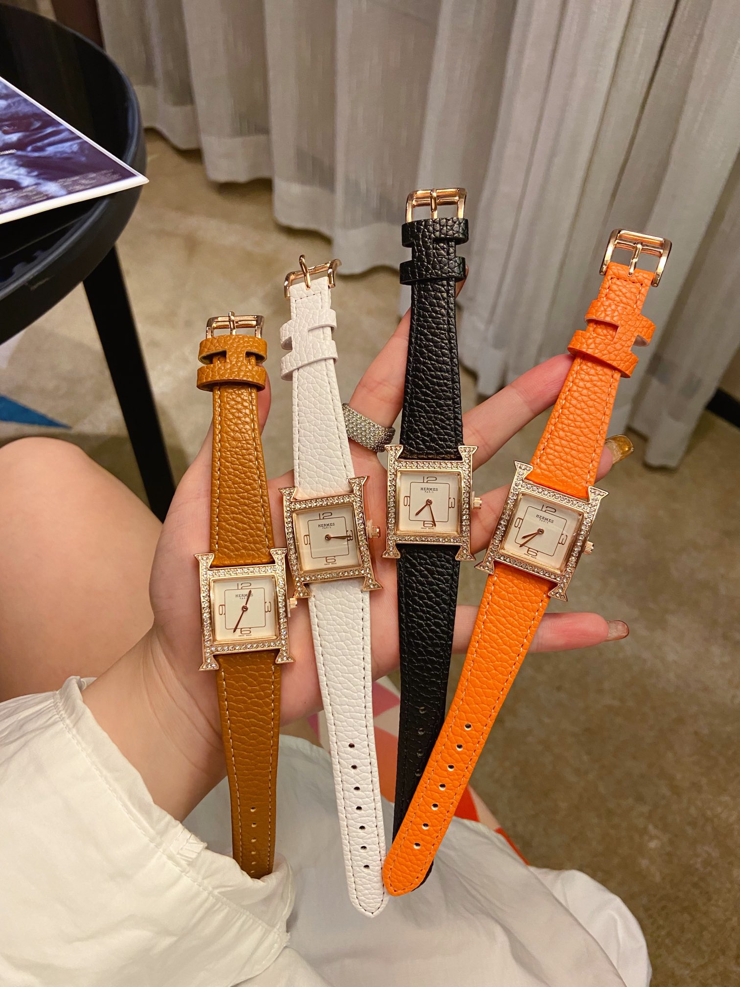 Hermes H diamond quartz watch 116309
