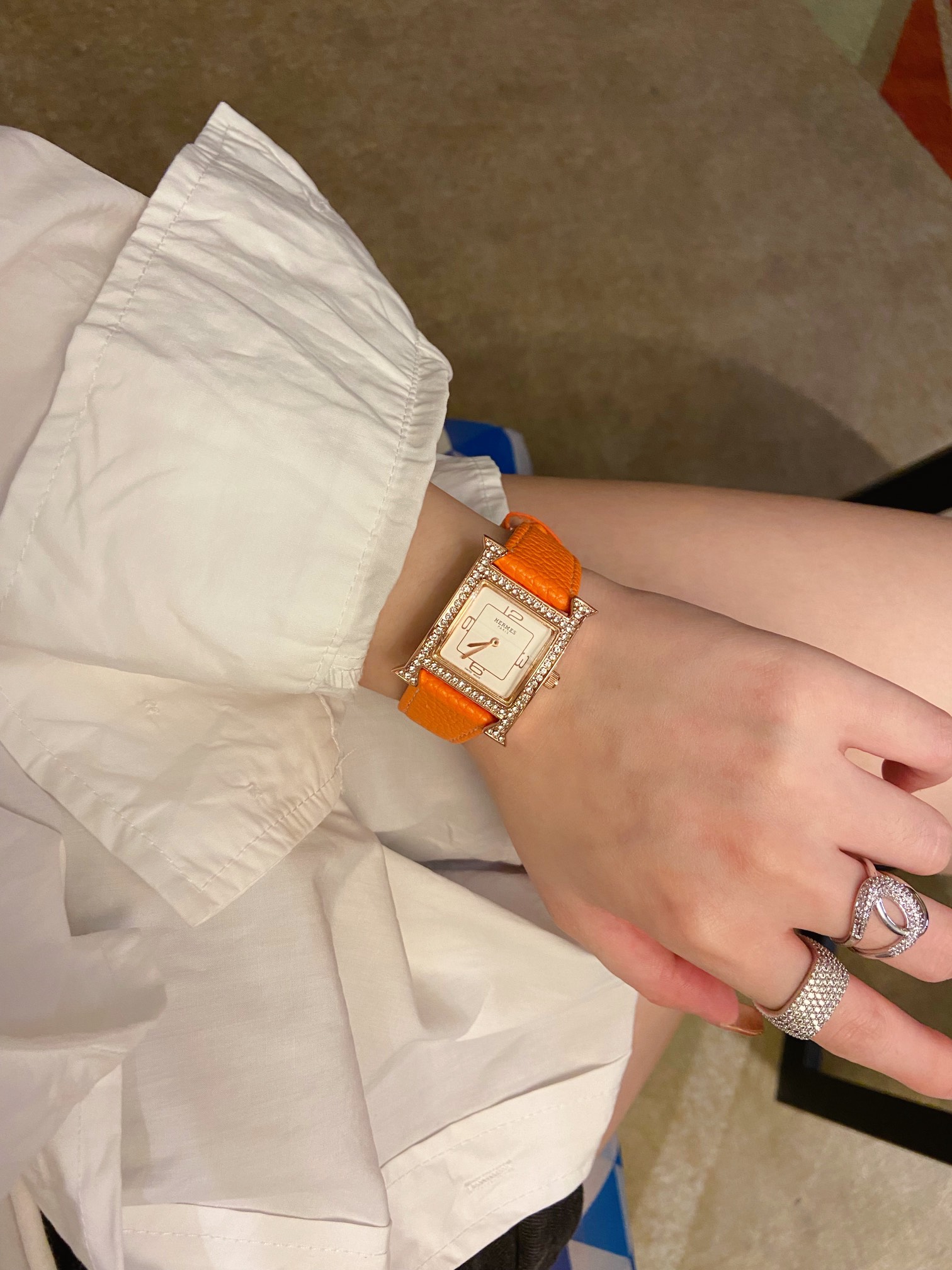 Hermes H diamond quartz watch 116309