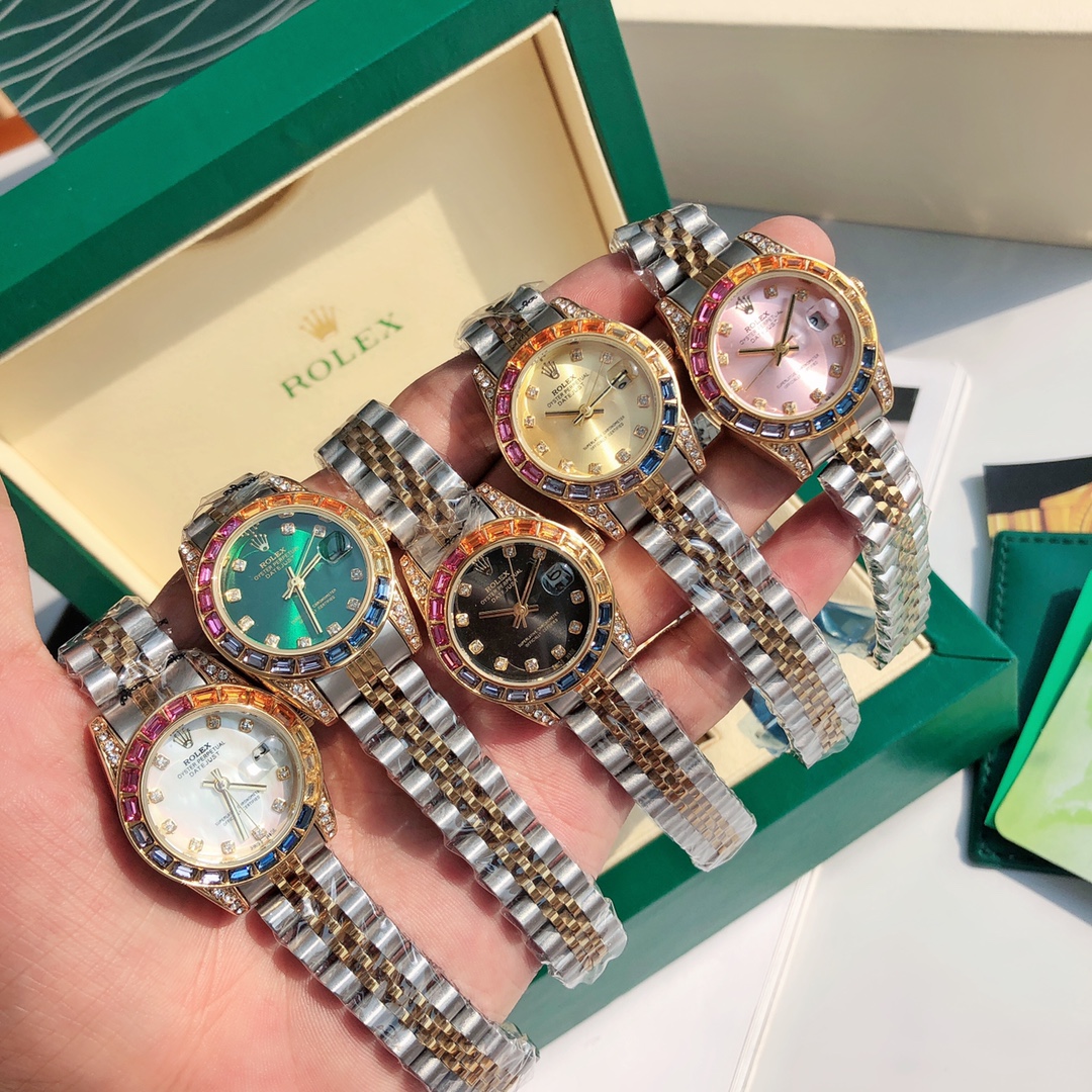 Rolex date rainbow crystal quartz watch 116308