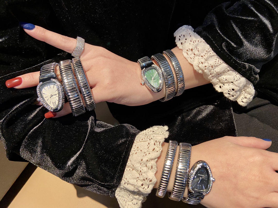 BV Bvlgari Silver snake quartz watch 116300