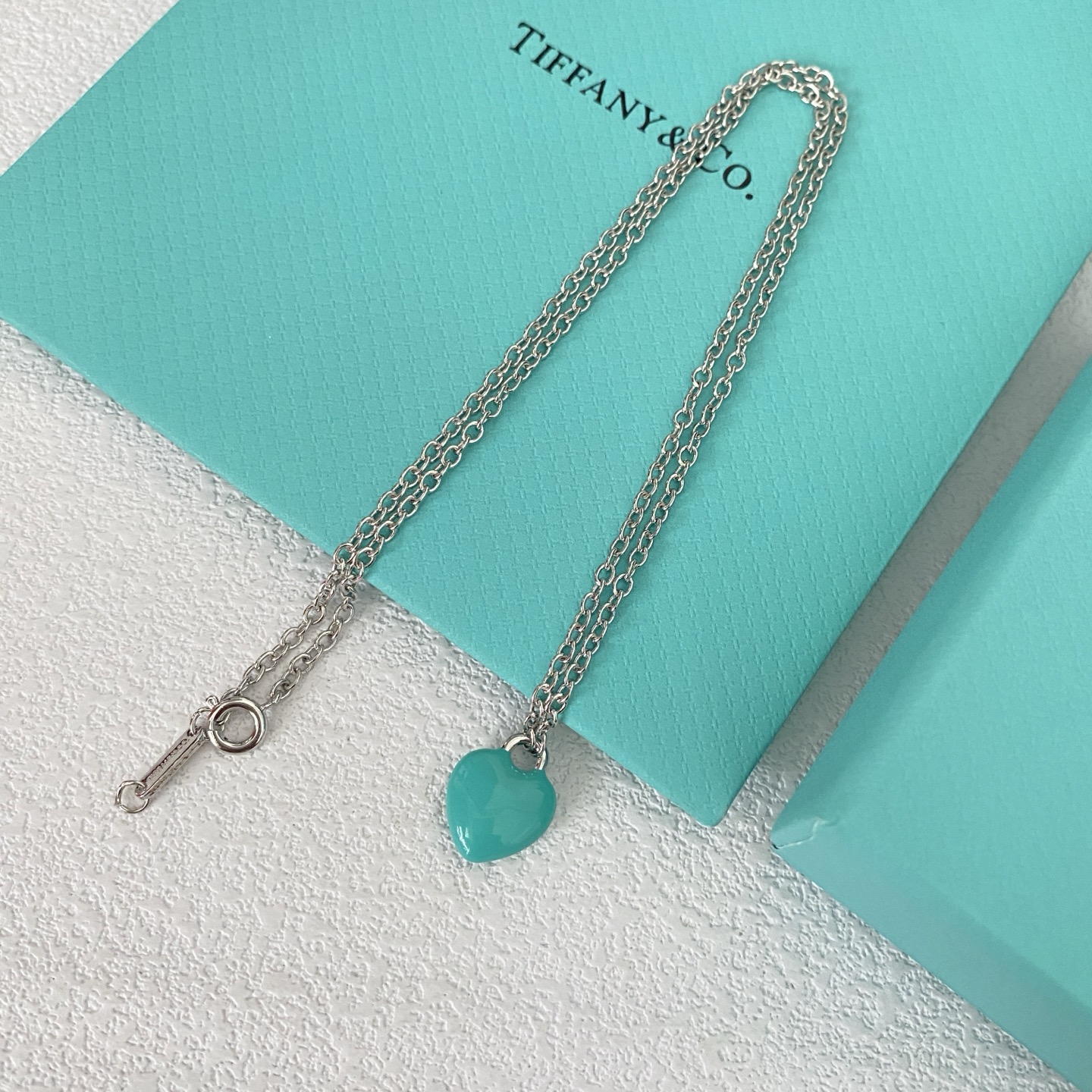 B449 Tiffany blue heart necklace