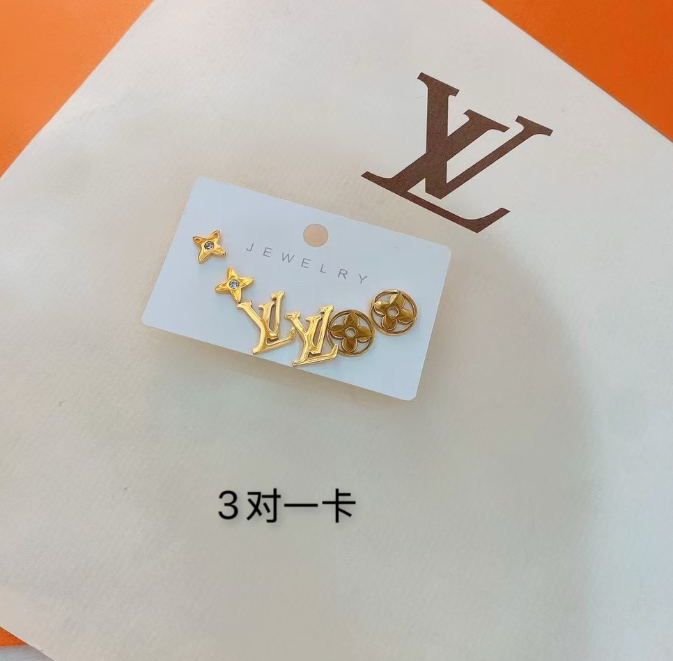 3Pairs/Set LV Titanium steel earrings 116438
