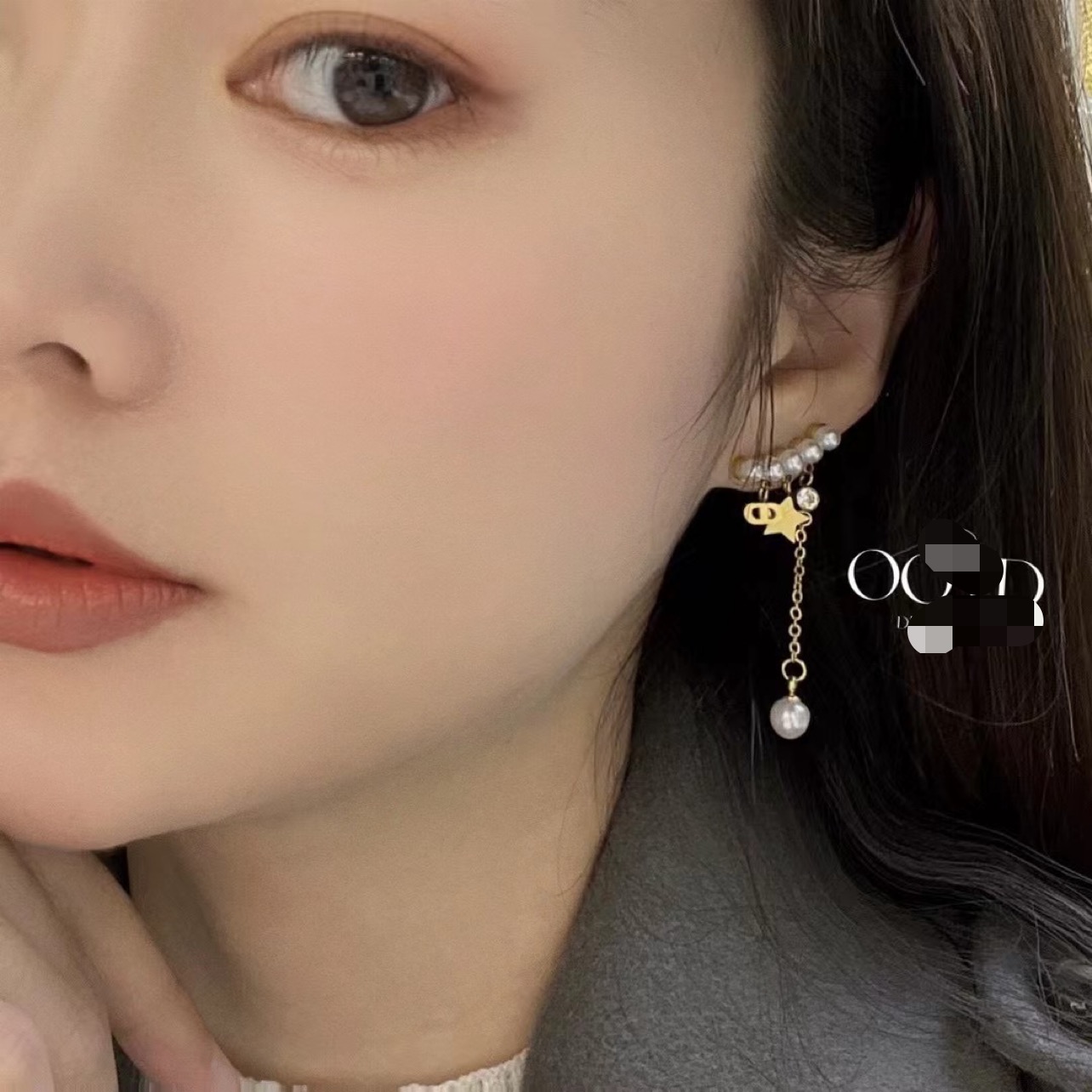 Dior pearls Titanium steel earrings 116437