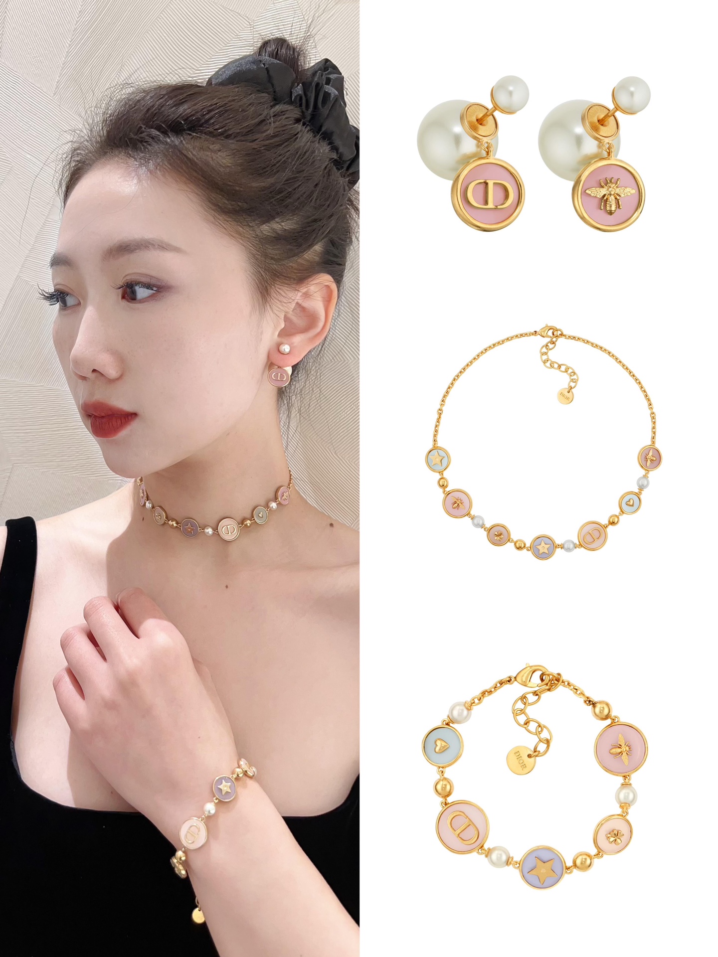X695 Dior D-Luck titanium steel necklace