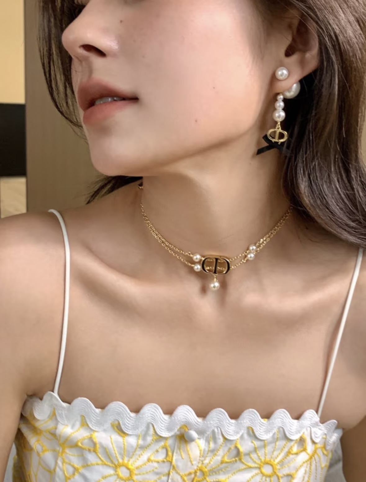 X693 Dior CD pearls bracelet/necklace
