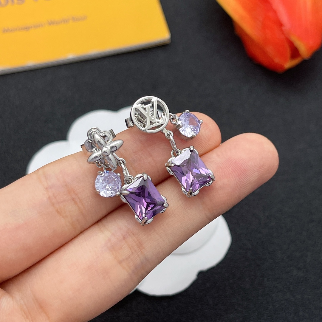 Purple diamonds LV Louis vuitton earrings 116681